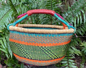 African basket - Extra large market basket - Bolga basket - farmers market basket - Picnic basket -  fairly traded basket - harvest basket