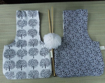 Reversible knitting bag, yarn bag, wristlet crochet or knitting bag -  Over the arm knitting bag - Crochet project bag - Forest