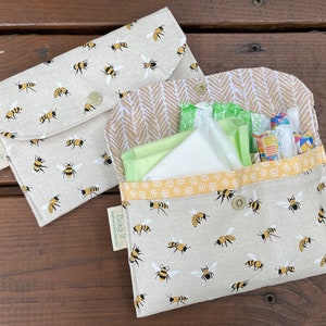 Privacy pouch - Sanitary pad holder - Feminine hygiene pouch  - Tampons holder -  Pantiliners case -Privacy pouches - Save the bees