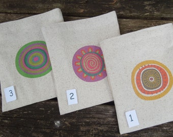 Reusable sandwich bags - Unbleached cotton sandwich bag - Eco friendly snack bags - Gender neutral - Geometric shapes