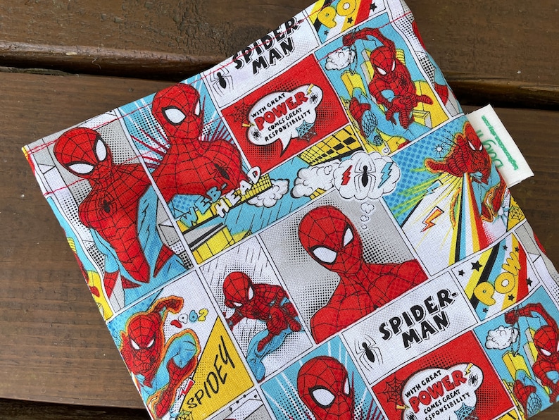 Reusable sandwich bags Reusable snack bag Reusable bags set Zero waste lunch bags Kids sandwich bags Sustainable lunch Spiderman image 1