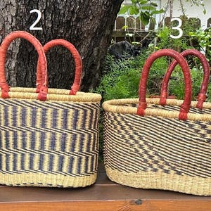 African basket - Bolga basket - Grass basket - Large oval basket with 2 handles -fairly traded basket- Farmers market, picnic, beach basket