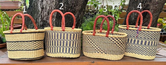 African basket - Bolga basket - Grass basket - Large oval basket with 2 handles -fairly traded basket- Farmers market, picnic, beach basket