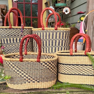 African basket - Bolga basket - Grass basket - Large oval basket with 2 handles -fairly traded basket- Farmers market, picnic, beach basket Bild 3