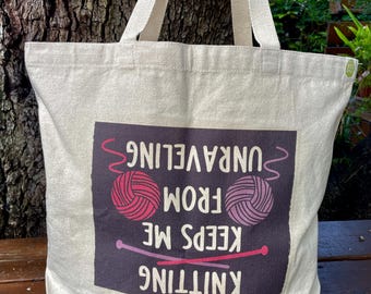 Large canvas bag - Large knitting canvas tote - Large canvas tote - Carry yarn tote - Knitting canvas tote -  Not perfect, little boo boo