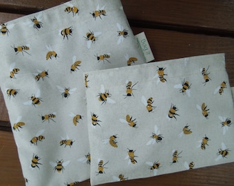 Reusable sandwich bags - Reusable snack bag - Reusable bags set -  Zero waste lunch bags -  Sandwich and/or snack bags - Save the bees