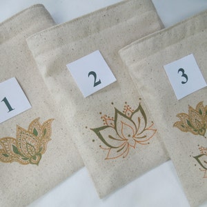 Reusable sandwich bag Gender neutral snack bags Lotus on natural unbleached cotton Choose your favorite from 3 options image 2