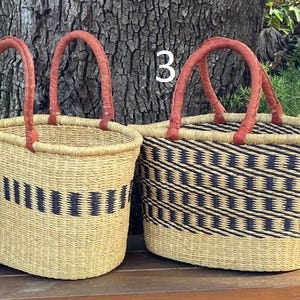 African basket - Bolga basket - Grass basket - Large oval basket with 2 handles -fairly traded basket- Farmers market, picnic, beach basket