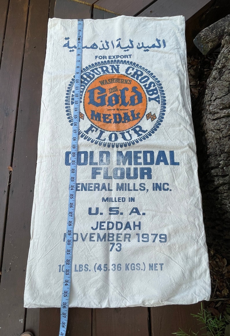 Vintage cotton flour sacks Old fashioned flour sack Original flour sacks Cotton flour sack Pillsbury, Gold Medal , King of Gold image 3