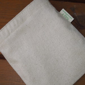 Reusable sandwich bags - Plain and simple on natural unbleached cotton - Reuse snack bags - Unbleached cotton sandwich bag - Gender neutral