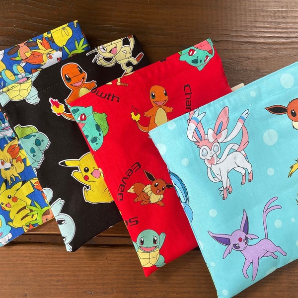 Reusable sandwich bag and/or reusable snack bag - Reusable sandwich bags - Reusable snack bags -Pick your favorite - Pokemon - Pikachu