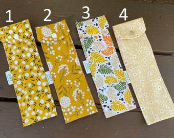 Cutlery carrying pouch  - Picnic cutlery case - Flatware pouch - Regular size cutlery pouch - Straws, chopsticks, cutlery case - Utensils