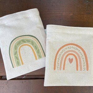 Reusable sandwich bags - Unbleached cotton - Reuse sandwich bags - Reusable snack bags - Reusable sandwich bag - eco kitchen -  Rainbows