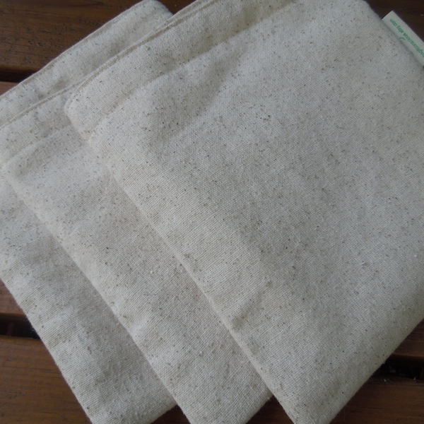 Three reusable sandwich bags  - Plain and simple on natural unbleached cotton - gender neutral sandwich bags -  waste free lunch