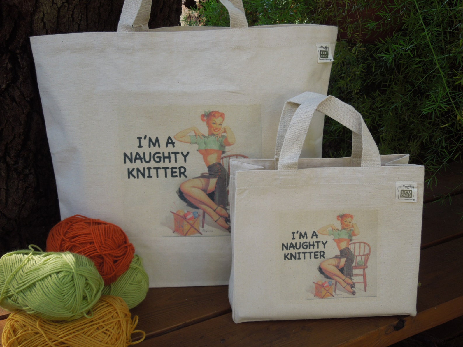 Large Canvas Knitting Bag Large and Small Canvas Bags Etsy