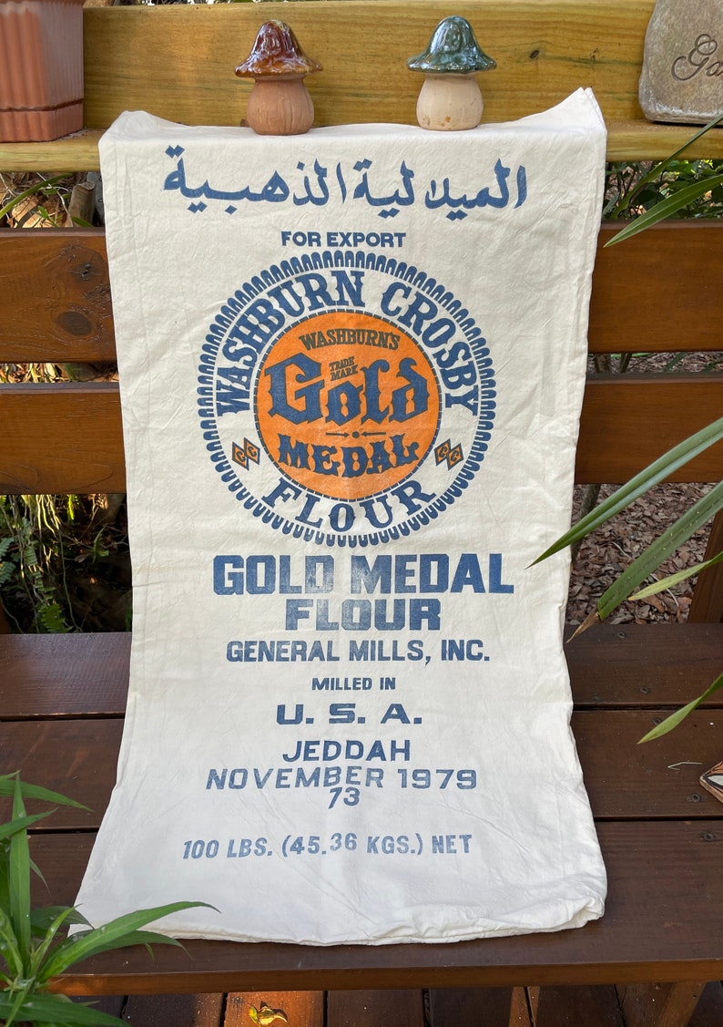 Vintage cotton flour sacks Old fashioned flour sack Original flour sacks Cotton flour sack Pillsbury, Gold Medal , King of Gold image 5