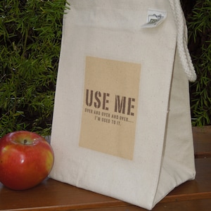 Canvas lunch bag - Recycled cotton lunch bag - Gender neutral lunch bag - Small project bag - Waste free lunch - USE ME over and over