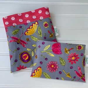 Reusable sandwich bags - Reuse sandwich bag - Reusable snack bag - Zero waste lunch - Reusable sandwich and snack bags set -  Happy chances
