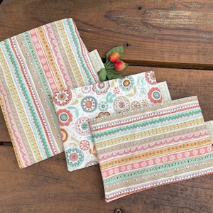Reusable sandwich bags - Reusable snack bags - set of reusable sandwich and snack bags - waste free lunch - no plastic - Flowers and stripes