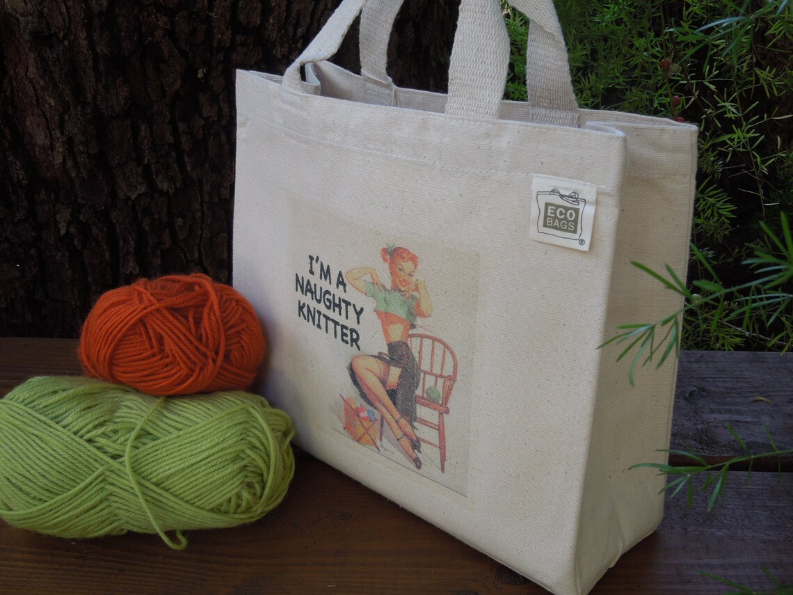 Large Canvas Knitting Bag Large and Small Canvas Bags Etsy