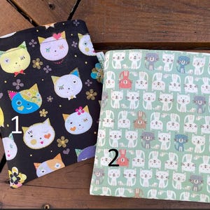 Reusable sandwich bags - Reusable snack bag -Fabric sandwich and/or snack bags set- Eco lunch bags-Zero waste lunch bags - Sustainable -Cats