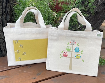 Small canvas tote - Reusable gift bag - Kids tote - Lunch bag - LAST ONES, this bag has been discontinued - pls read description