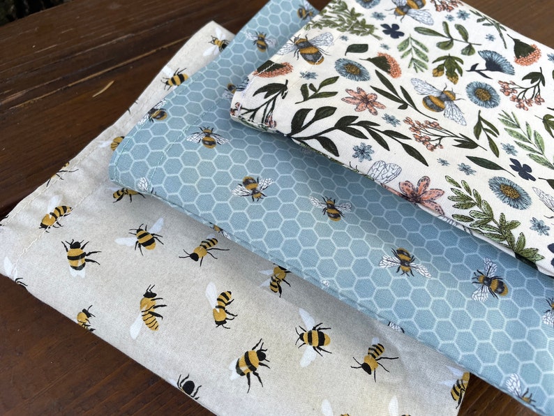 Reusable sandwich bags Reusable snack bag Reusable bags set Zero waste lunch bags Sandwich and/or snack bags Save the bees image 4