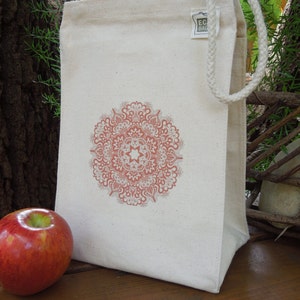 Canvas lunch bag - Lunch bag - Recycled cotton lunch bag - Picnic lunch bag - Mandala