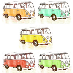 Canvas lunch bag Recycled cotton lunch bag Gender neutral lunch bag camper hippie bus Available in SIX colors picnic lunch bag image 2