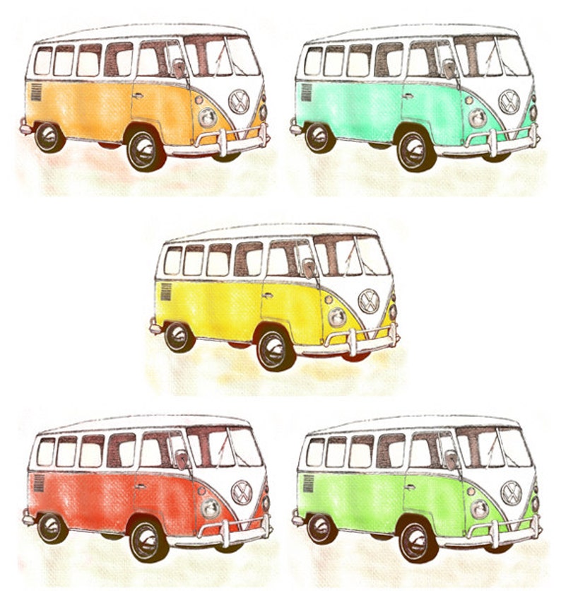 Canvas lunch bag Recycled cotton lunch bag Gender neutral lunch bag camper hippie bus Available in SIX colors picnic lunch bag image 2