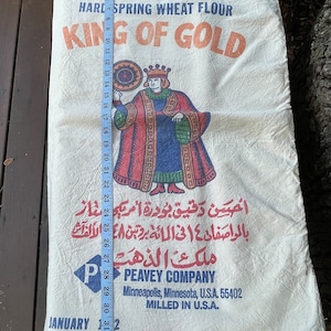 Vintage cotton flour sacks Old fashioned flour sack Original flour sacks Cotton flour sack Pillsbury, Gold Medal , King of Gold image 2