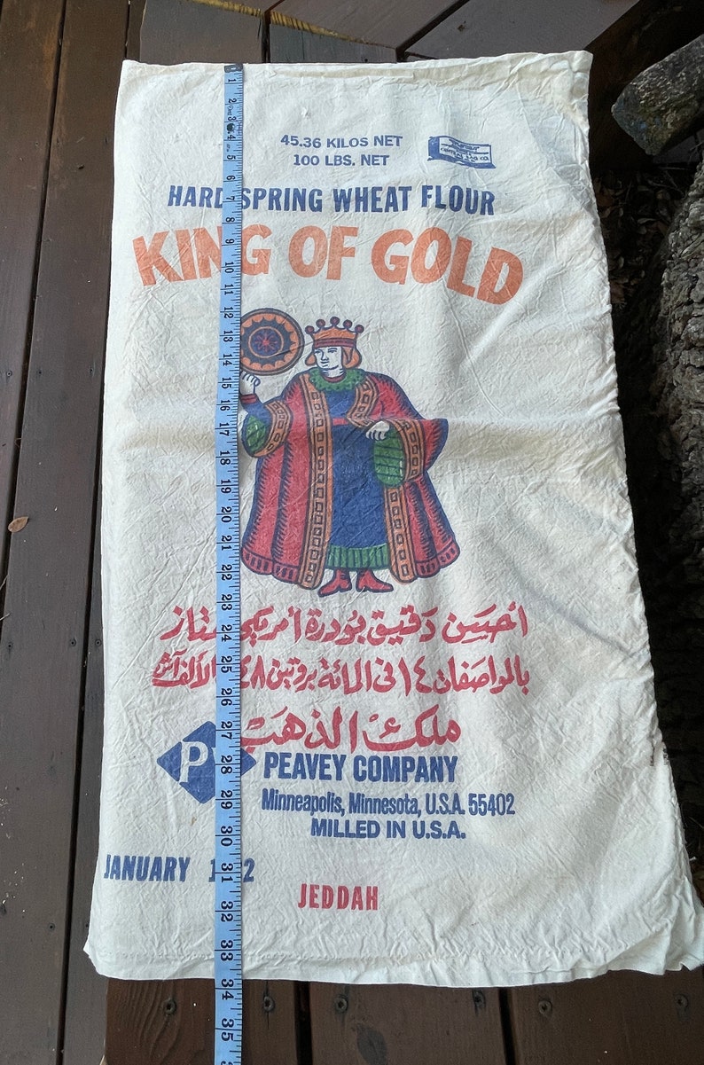 Vintage cotton flour sacks Old fashioned flour sack Original flour sacks Cotton flour sack Pillsbury, Gold Medal , King of Gold image 2