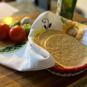Authentic Tortilla Basket with Hand-embroidered Napkin