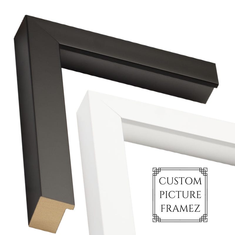 Custom Made to Measure Picture Frame: Black or White Wood, Includes Plexiglass