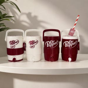 Porte-canette rétro cerise 35 cl - Porte-canette imprimé en 3D avec ouvre-canette et paille intégrée - Pour les amateurs de soda - Cadeau - Fait main