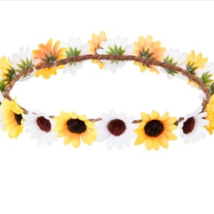 sunflower flower crown halo wreath headband image 1