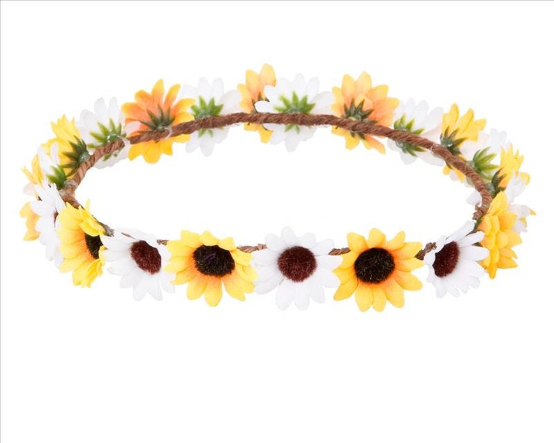 sunflower flower crown halo wreath headband image 1