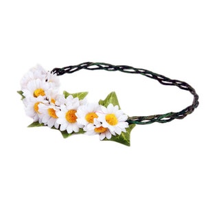 madeliefje & blad halo krans bloemkroon hoofdband