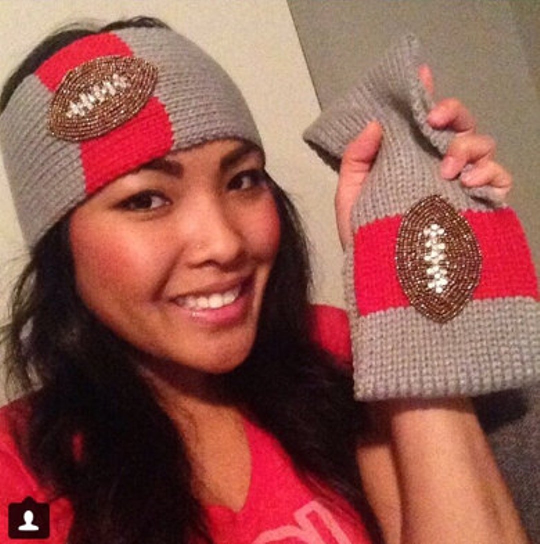 Ohio State University Inspired Gray & Scarlet Red Knit Headband Ear ...