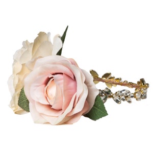 gold or silver crystal headpiece with custom flower design crown