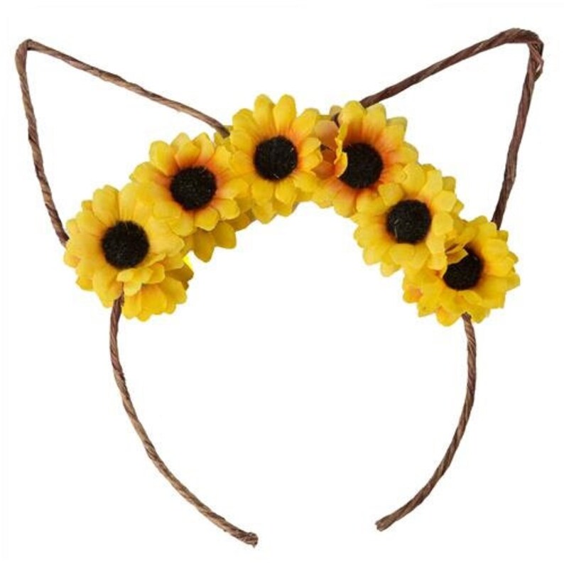 Sunflower Bunny or Cat Ears Headband Etsy