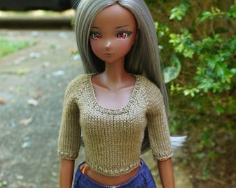 PDF Knitting Pattern: Knit Tee with 3/4 sleeve for Smart Doll and SD BJD (Instant Download)