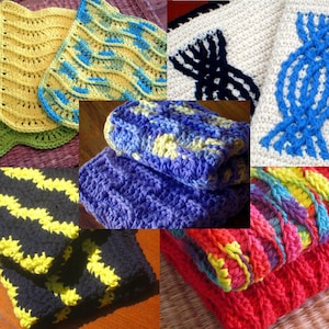 Instant Download PDF Dishcloth or Washcloth Crochet Pattern E-Book, (5) Patterns Included.