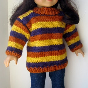 Instantly Downloadable PDF Knitting Pattern, Striped Tunic Sweater for American Girl Doll and 18 inch dolls image 3