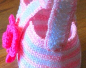 Instantly Downloadable PDF CROCHET PATTERN Toddler Flower Purse Girls Tote Handbag Digital Pattern
