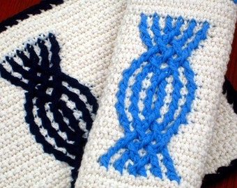 Instantly Downloadable PDF CROCHET PATTERN Celtic Knot Cabled Dishcloth Washcloth Kitchen Towel Rag Digital Pattern