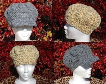 PDF CROCHET PATTERN, Adult Womens Newsboy Cap, Teen Beanie Hat, Winter Accessories, Summer, Instant Download