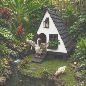 Planos de gallinero acogedor tipo cabaña, construcción de casa para patos y gallinas a prueba de depredadores - planos de gallinero pequeño para patos - planos de construcción de gallinero - planos de casa para patos