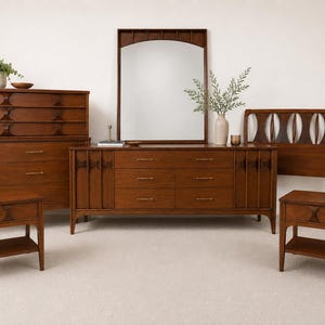 Kent Coffey Perspecta Bedroom Set | Mid Century Modern Walnut