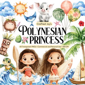 Princesa Polinésia Moana Clipart Fofa Aniversário Moana Havaiana Fofa Menina Princesa Da Ilha Clipart De Berçário Aquarela Bebê Moana Havaiana